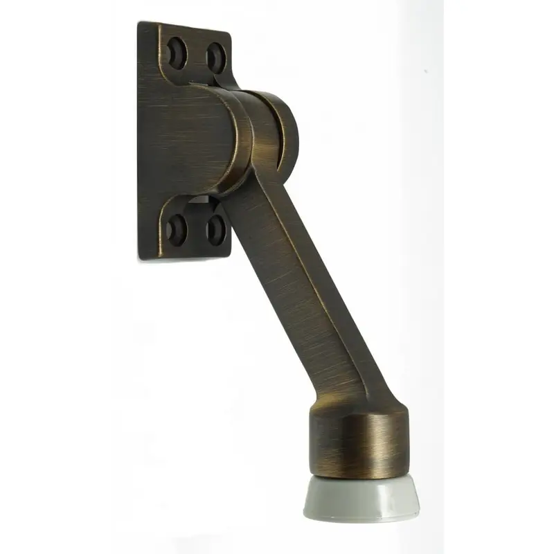 4-1/2 in. Solid Brass Square Kick Down Door Stop in Antique BrassSatin Nickel / 9 oz