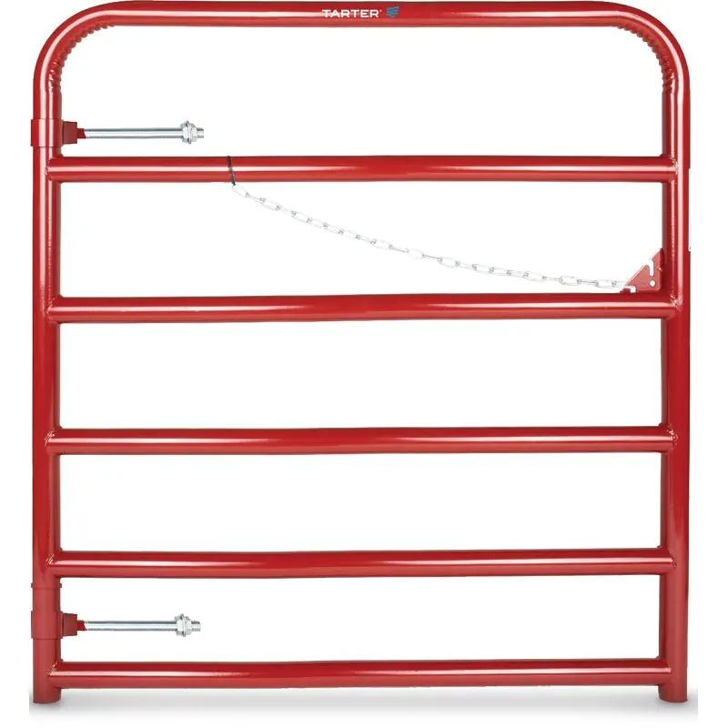 Tarter 2RG4 Bull Gate, 4 ft W Gate, 52 in H Gate, Steel Frame, Red