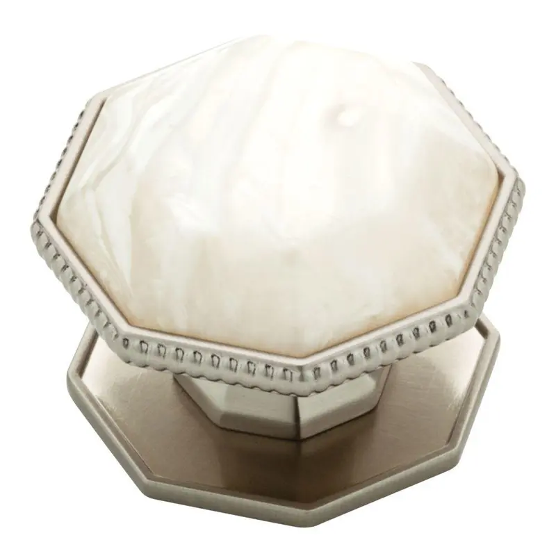 1-1/2 in. (38mm) Satin Nickel with Faux Capiz Insert Cabinet Knob.10 / each