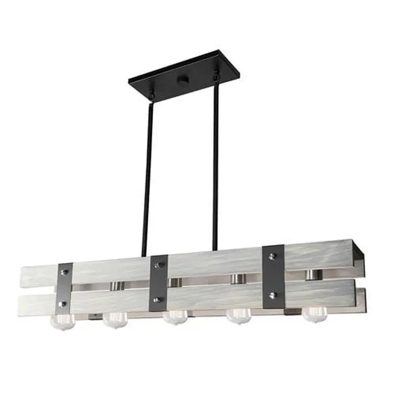 ARTCRAFT Barnyard Black and Satin Brass Industrial Linear Kitchen Island Light
