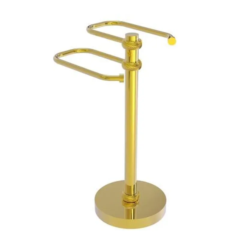 Allied Brass Free Standing Two Arm Guest Towel Holder in Polished Brass