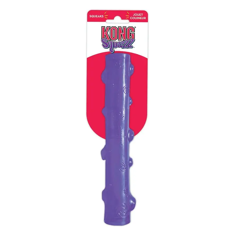 Kong Squeezz PSS1 Dog Toy, L, Squeaker, Stick, Rubber, Amethyst/Emerald/Ruby/Sapphire