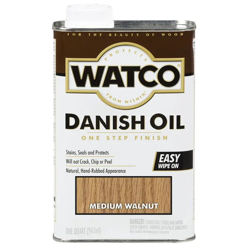 Watco A65941 Danish Oil, Medium Walnut, Liquid, 1 qt, Can