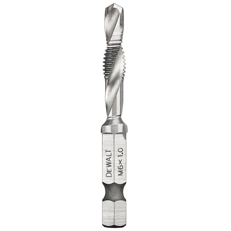 DeWALT IMPACT READY DWADTQTR6MM1 Tap and Drill Bit, 6 mm Dia, 3-Flute, Spiral Flute, HSS