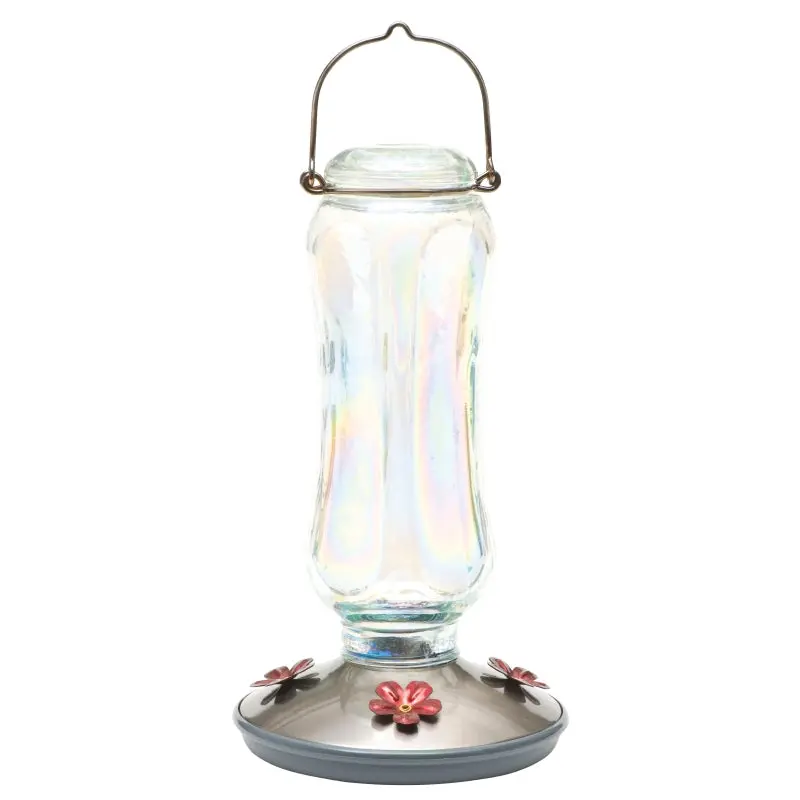 Perky-Pet 8132-2 Bird Feeder, 16 oz, 4-Port/Perch, Glass, Clear, 12 in H, Hanging Mounting