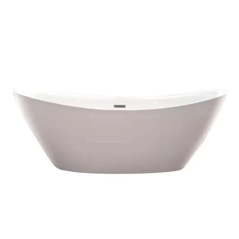 71 in. Acrylic Flatbottom Freestanding Bathtub in White/Brushed Nickel