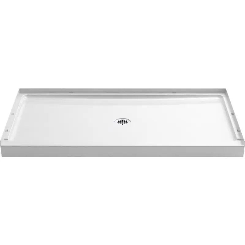 60 in. x 34 in. Single-Threshold Shower Base with Center Drain in White