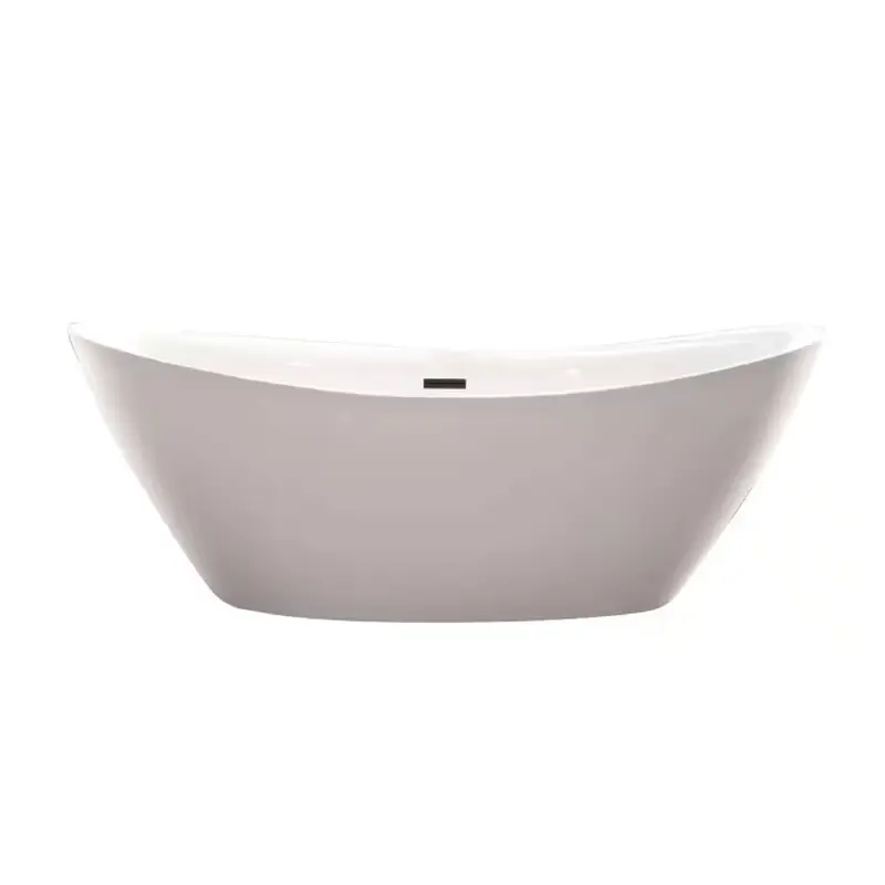 71 in. Acrylic Flatbottom Freestanding Bathtub in White/Oil Rubbed Bronze