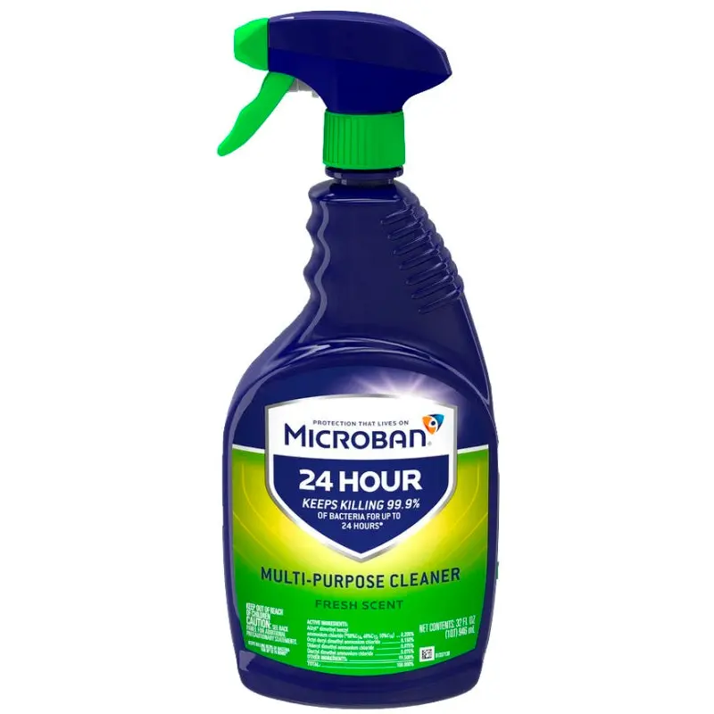 Microban 48587 Cleaner, 32 oz, Spray Bottle, Liquid, Fresh, Clear