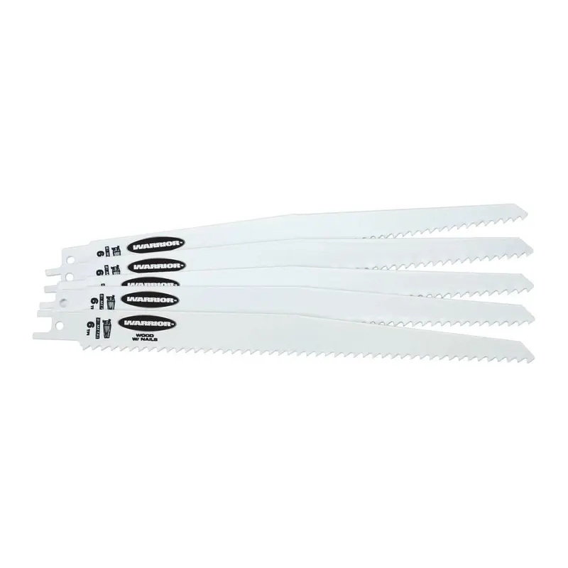 9 in. 6 TPI Wood Cutting Bi-metal Reciprocating Saw Blades, 5 Pk.