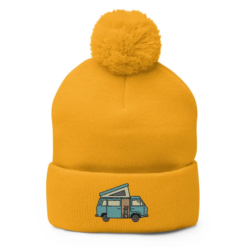 Dog in Van Pom-Pom BeanieBlack