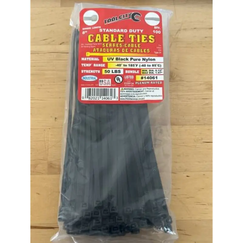 Tool City 8 in. L Black Cable Tie14003 8" BLK 100CT