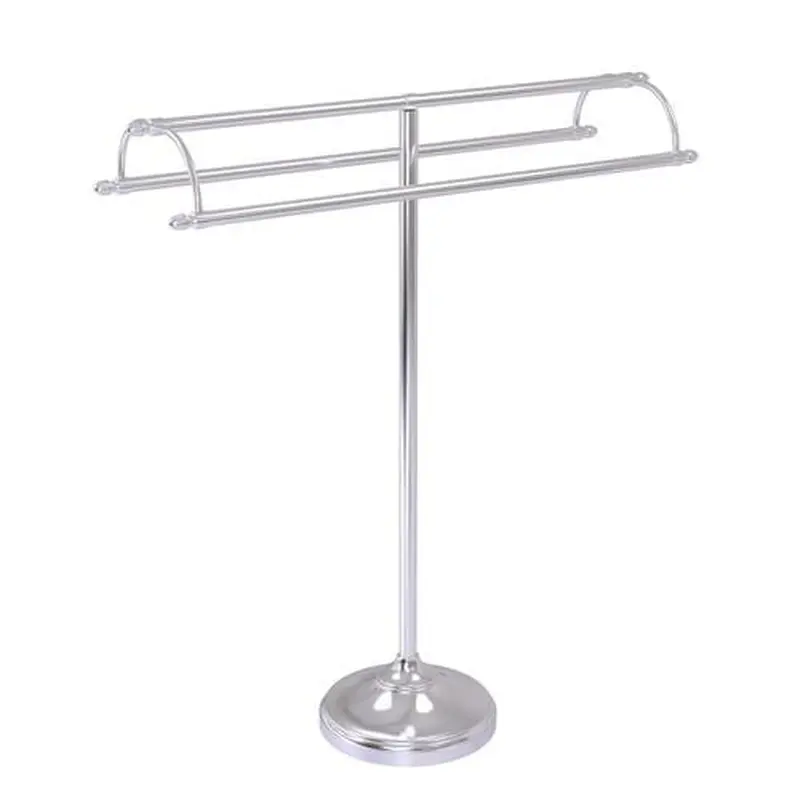 Allied Brass Free Standing Double Arm Towel Holder in Satin ChromeSatin Chrome