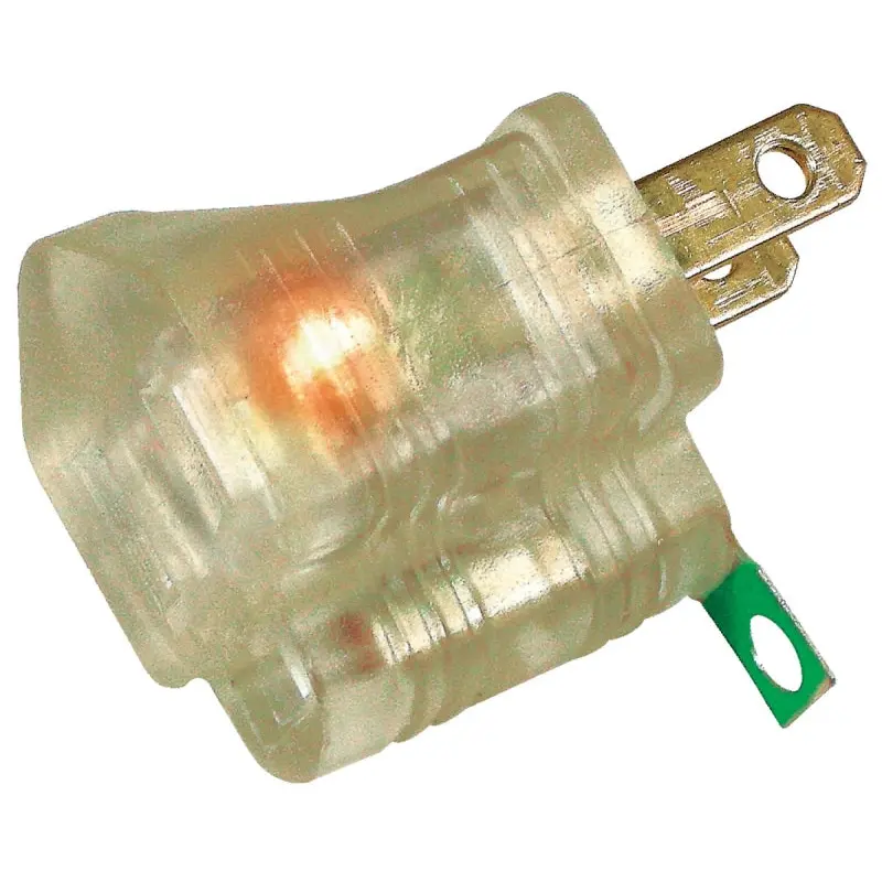 PowerZone ORADP320 Adapter with Light, 15 A, 125 V, 1-Outlet, Clear