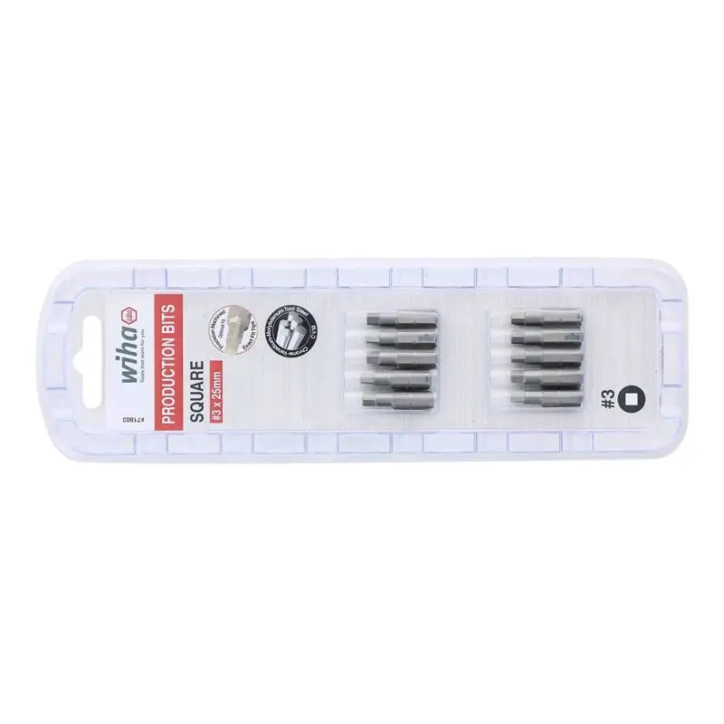 Wiha Square Insert Bit #3 x 25mm Pack of 10 Bits