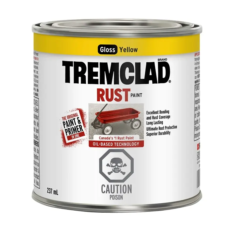 Tremclad 27097X125 Rust Preventative Paint, Oil, Gloss, Yellow, 237 mL, Can
