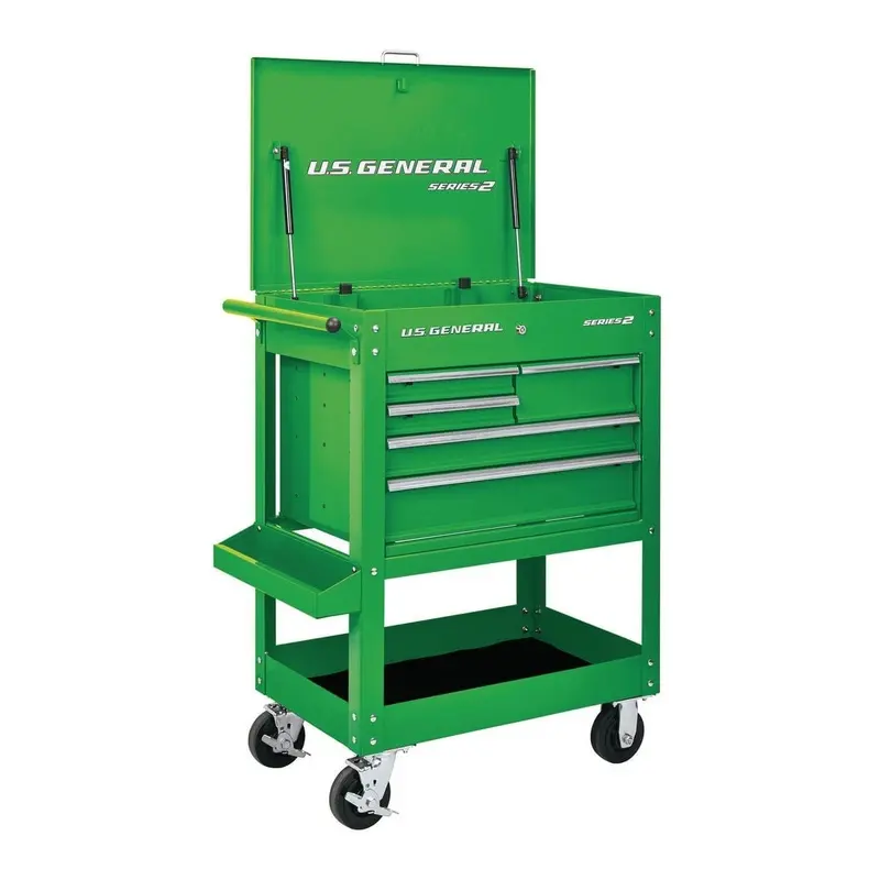 30 in. 5 Drawer Green Mechanic's Cart