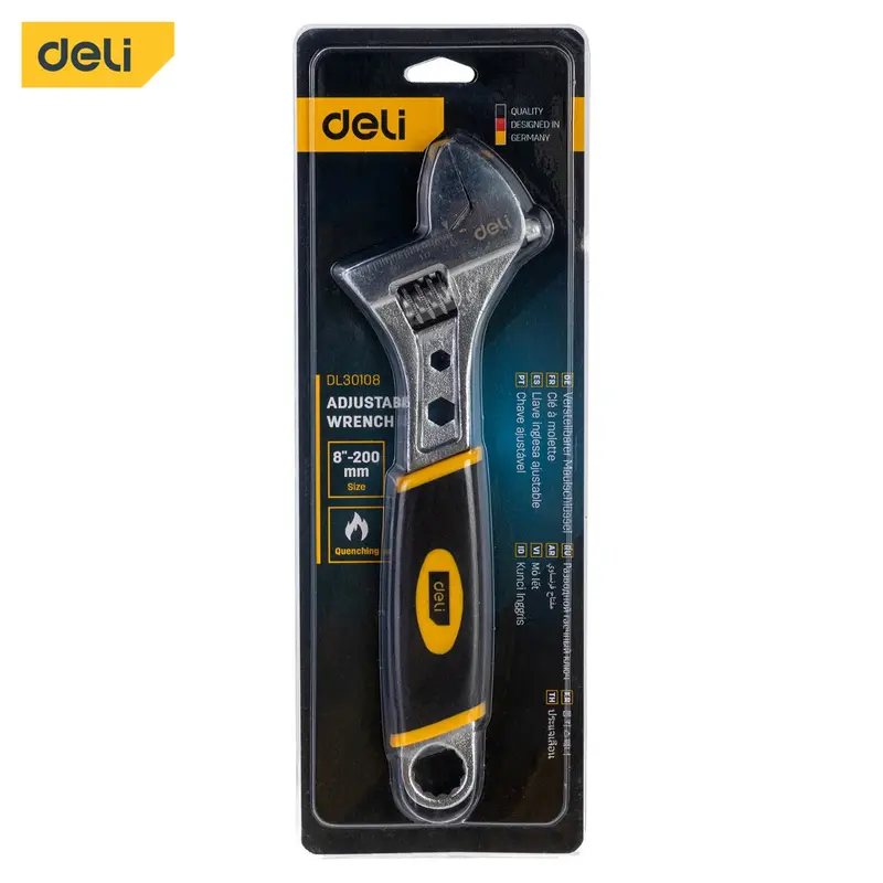 Deli Adjustable Wrench with Plastic Handle 8" | EDL30108