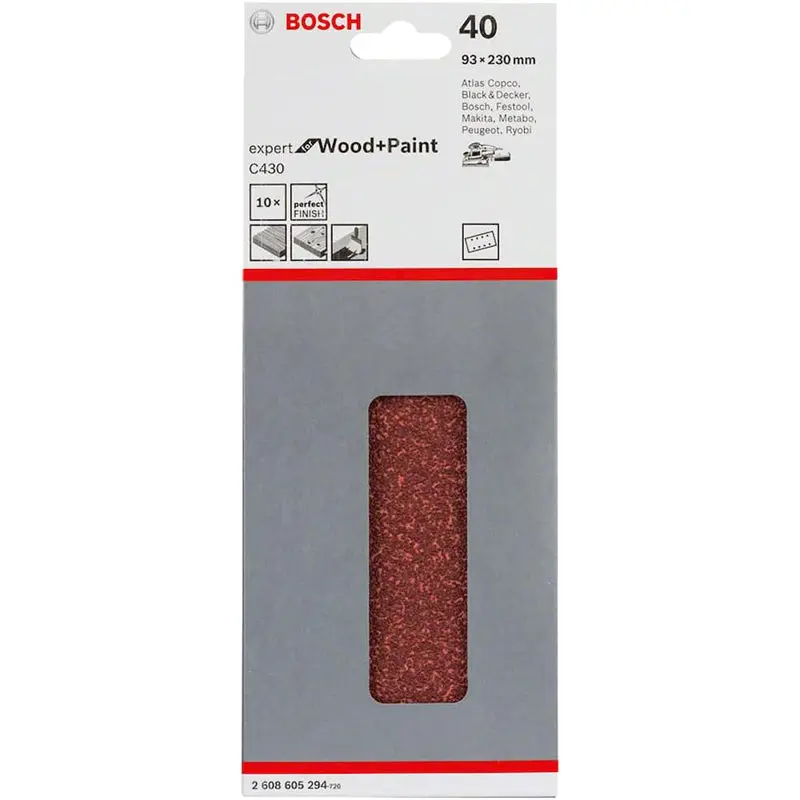 Sanding Sheet C430 Expert for Wood/Paint 93x230mm, 8 holes G40 10pcs