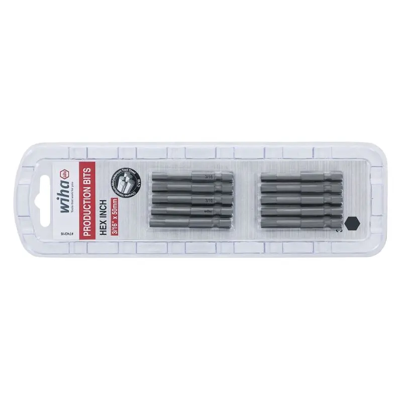 Wiha Hex Inch Power Bit 3/16 x 50mm Pack of 10 Bits