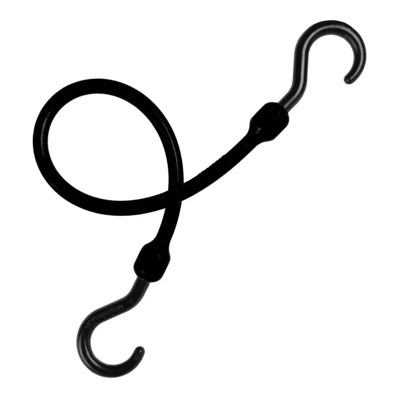 18 in. Polyurethane Bungee Cord with Molded Nylon Hooks in Black