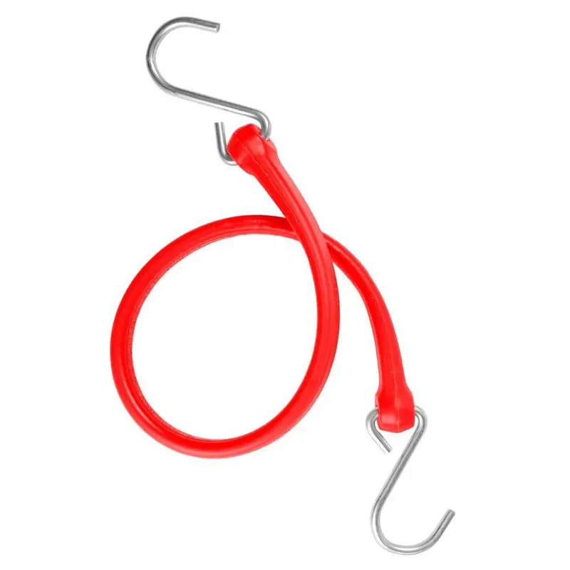 19 in. Polyurethane Bungee Strap with Galvanized S-Hooks (Overall Length: 24 in.) in Red