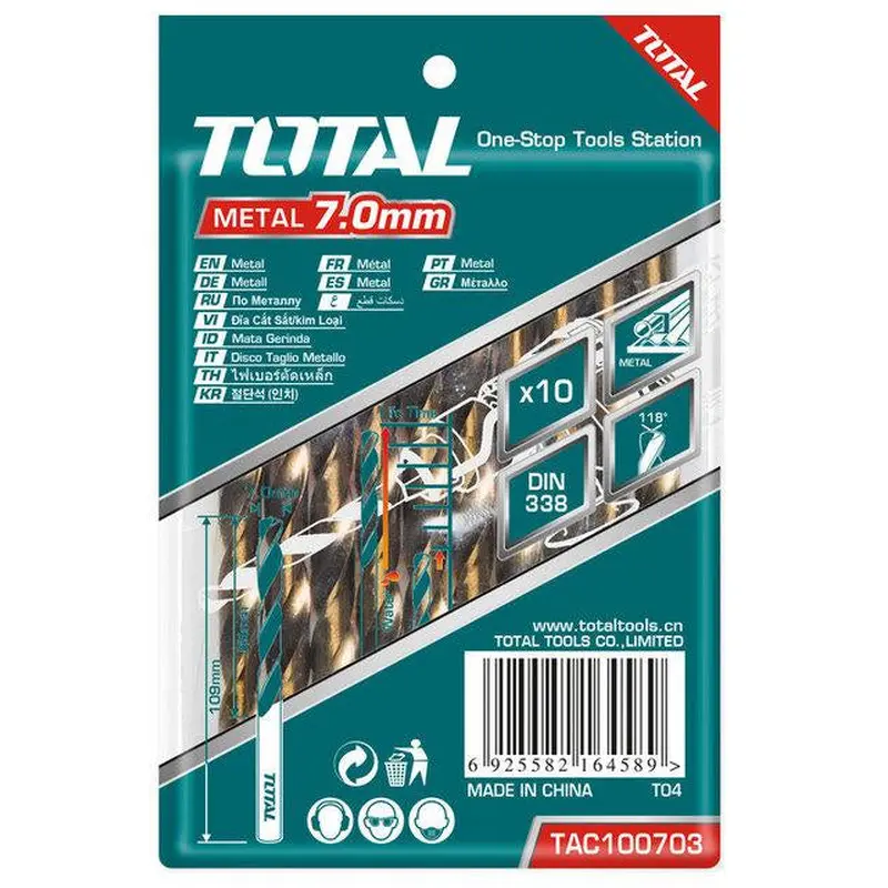 TOTAL HSS DRILL BIT DIN 338 10mm (TAC101003)