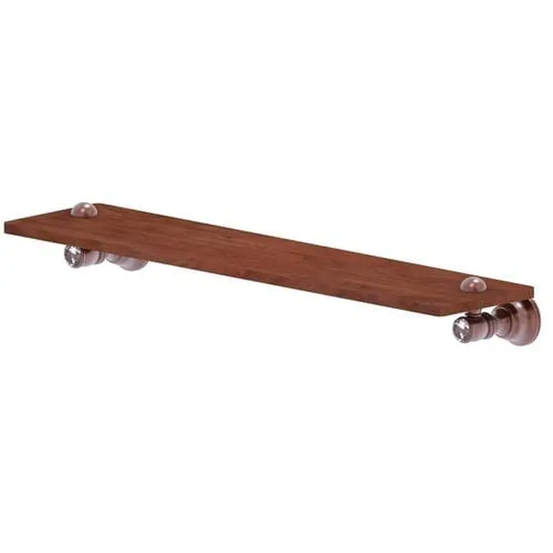 Allied Brass Carolina Crystal Antique Copper 1-Tier Brass Wall Mount Bathroom Shelf