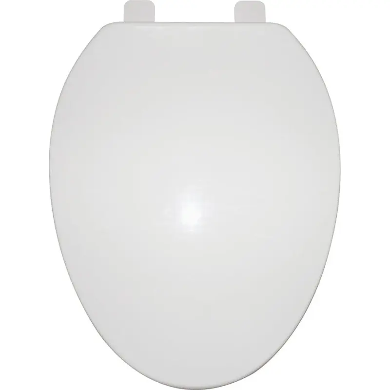 ProSource Q-019-WH Toilet Seat, Elongated, Polypropylene, White, Plastic Hinge