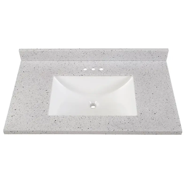 37 in. Solid Surface Vanity Top in Silver Ash with White Sink33.06 / Silver Ash