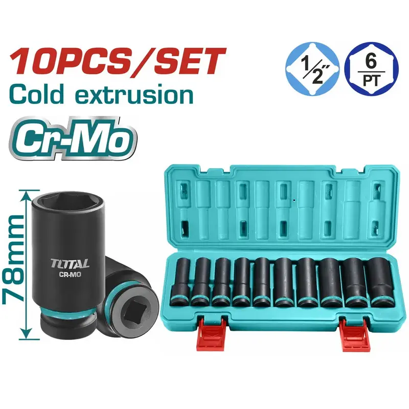 THKISD12102L 10 Pcs 1/2? Deep Impact Socket Set