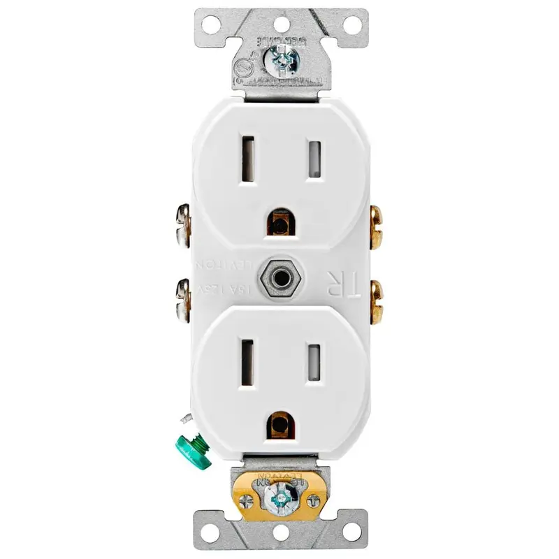 15 Amp Commercial Grade Tamper Resistant Duplex Outlet, WhiteWhite / .2 / 1