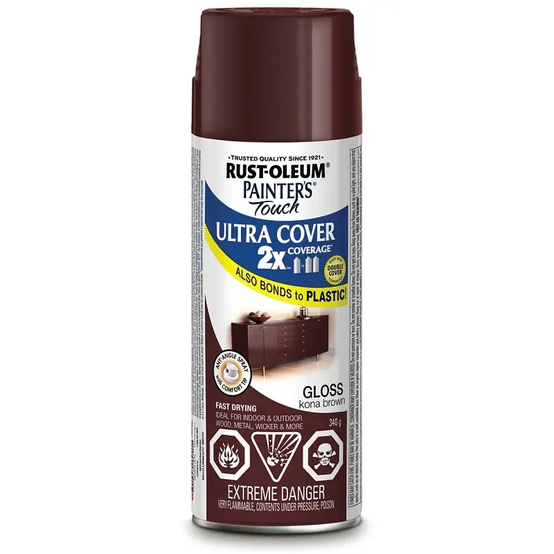 Rust-Oleum 253702 Spray Paint, Gloss, Kona Brown, 340 g, Can