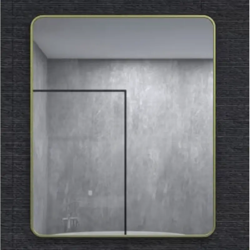 30 in. W x 36 in. H Rectangular Framed Wall Bathroom Vanity Mirror in Brass