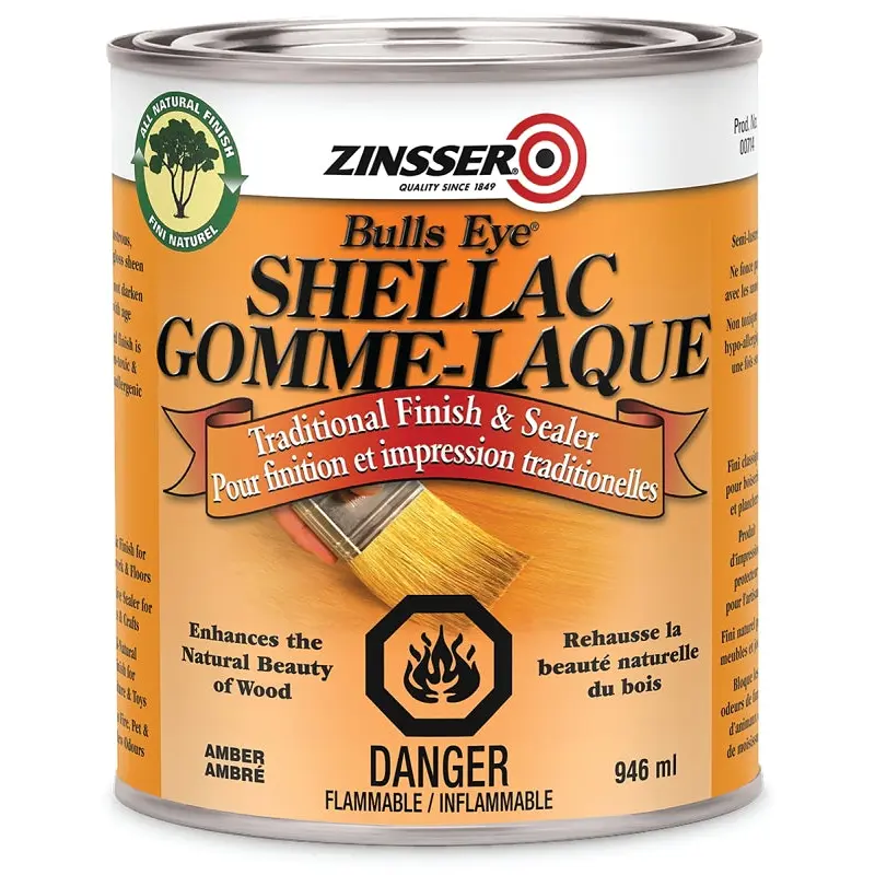 Zinsser Z00714 Shellac, Amber, Liquid, 946 mL, Can