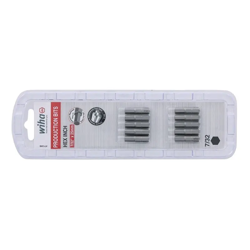 Wiha Hex Inch Insert Bit 7/32 x 25mm Pack of 10 Bits