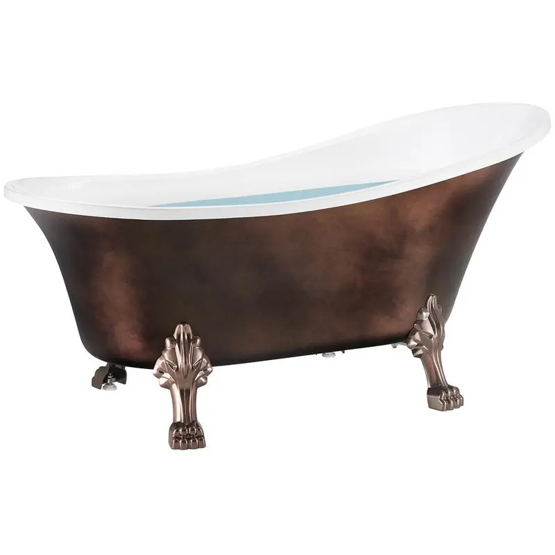 60 in. Fiberglass Slipper Clawfoot Non-Whirlpool Bathtub in Matte Antique Brass