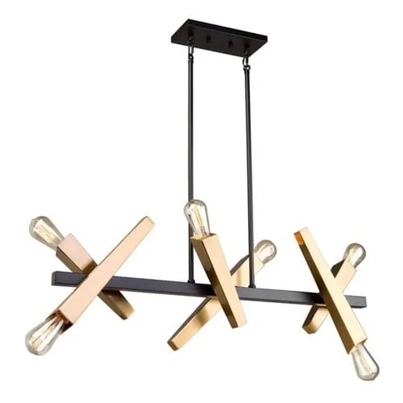 ARTCRAFT Olympia Black and Satin Brass Transitional Linear Kitchen Island Light