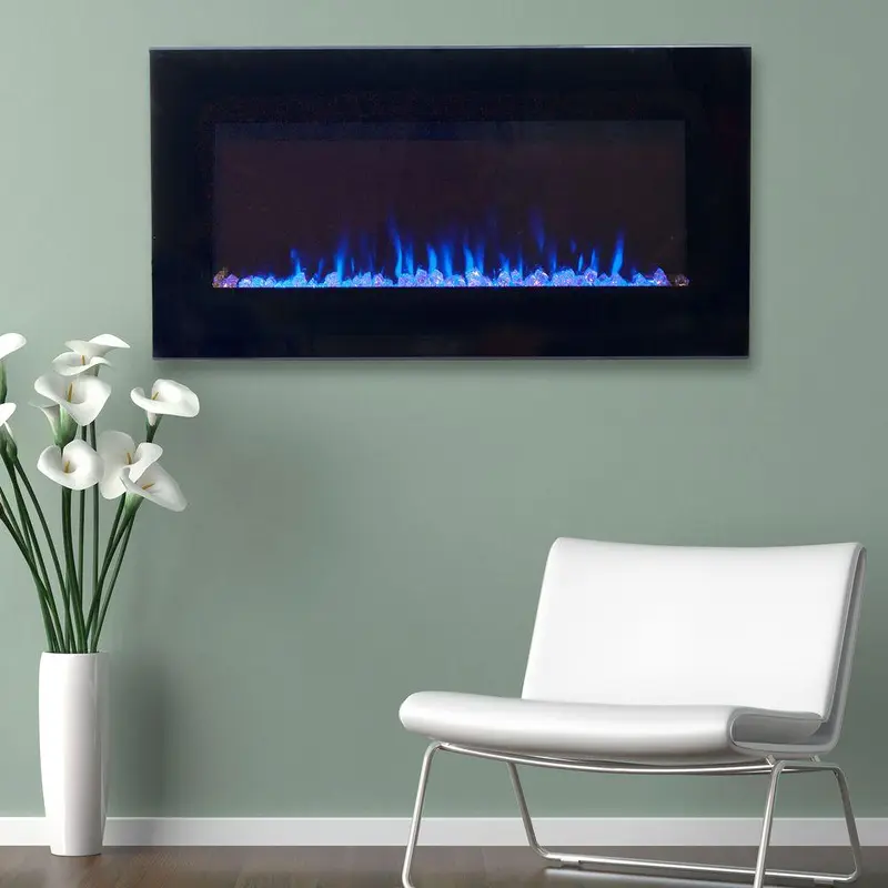 36 in. LED Fire and Ice Electric Fireplace with Remote in Black50.2 / each