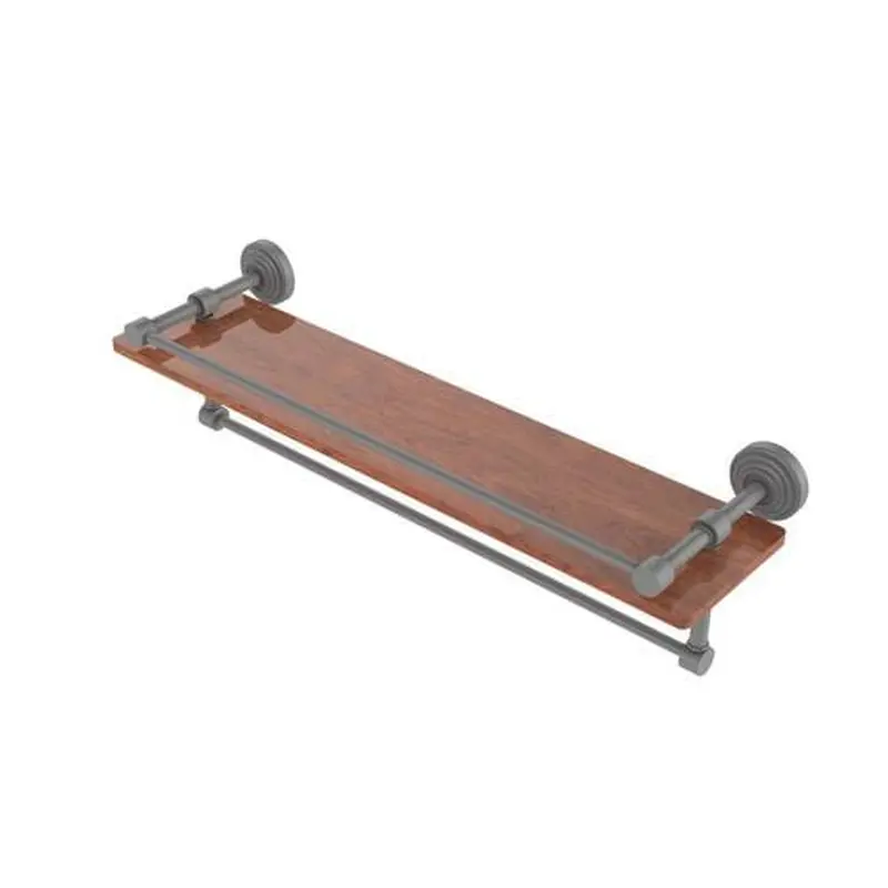 Allied Brass Waverly Place Matte Gray 1-Tier Brass Wall Mount Bathroom Shelf