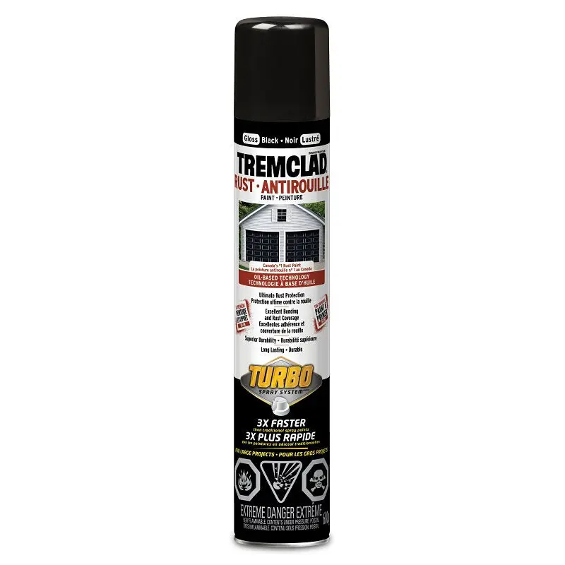 Tremclad 371479 Decorative Paint, Gloss, Black, 680 g, Aerosol Can