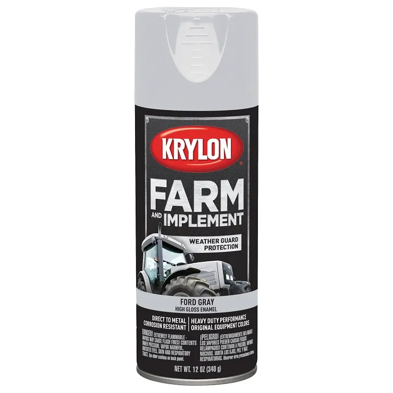 Krylon K01942000 Farm Equipment Spray, High-Gloss, Ford Gray, 12 oz