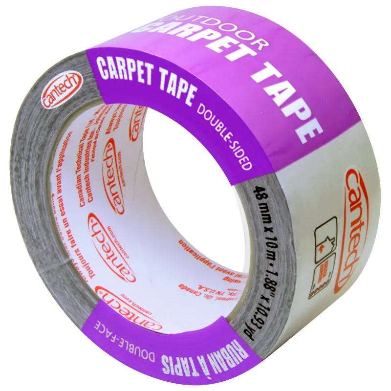 Cantech 387-10 Carpet Tape, 10.93 yd L, 1.88 in W, Cloth Backing, Black