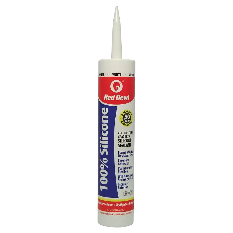Red Devil 0816 Silicone Sealant, White, -60 to 400 deg F, 10.1 fl-oz Cartridge