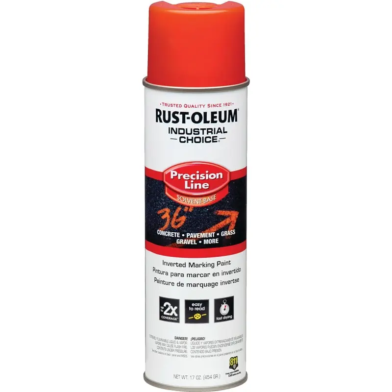 Rust-Oleum 1662838 Inverted Marking Spray Paint, Gloss, Fluorescent Red, 17 oz, Can