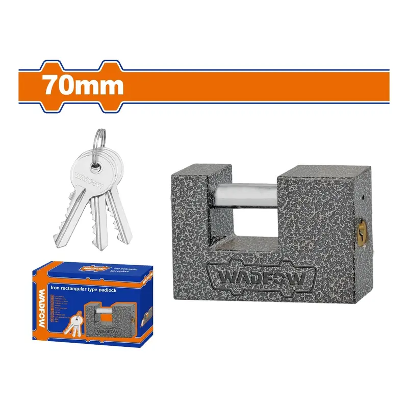 Rectangular Iron Padlock 70mm 3 Keys