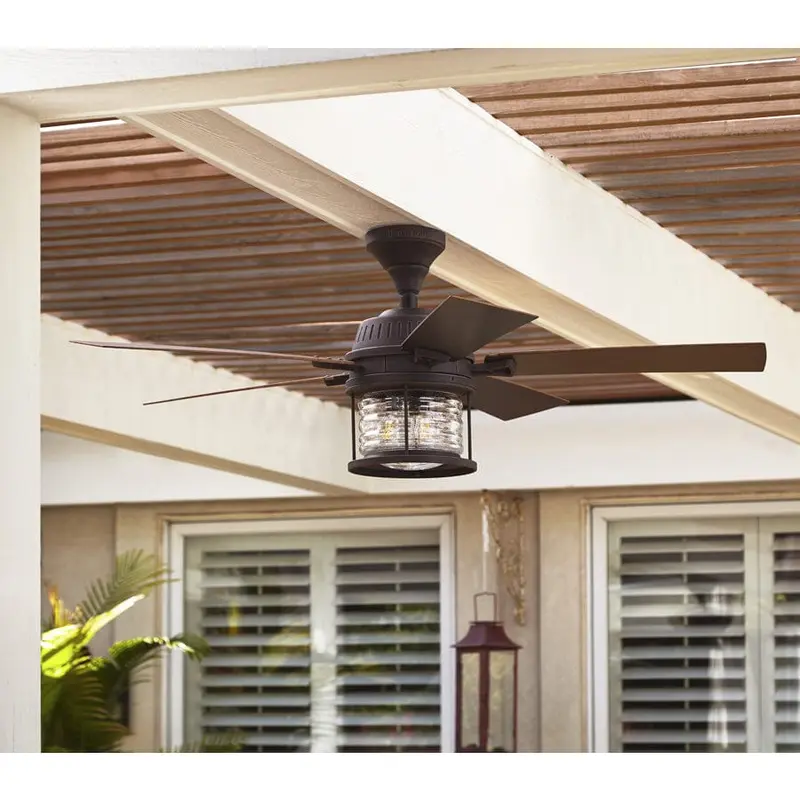 allen   roth Stonecroft 52-in Rust LED Indoor/Outdoor Ceiling Fan with Remote (5-Blade)