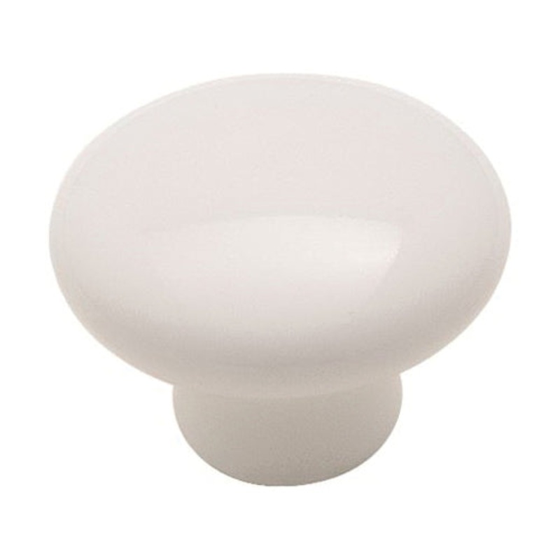 Amerock 232WHT Knob, 1-1/4 in Dia, 1-1/4 in L, 15/16 in Projection, Ceramic
