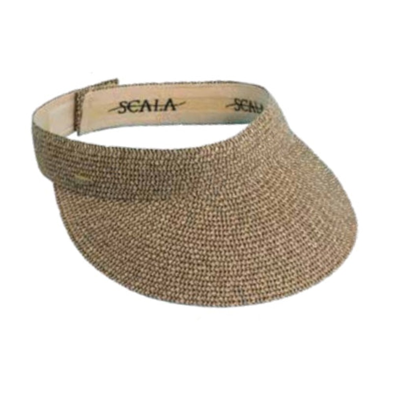SCALA V92 Series V92-COFF/BLK Viviana Visor Hat, One Size, Paper Outer, Coffee/Black, Velcro