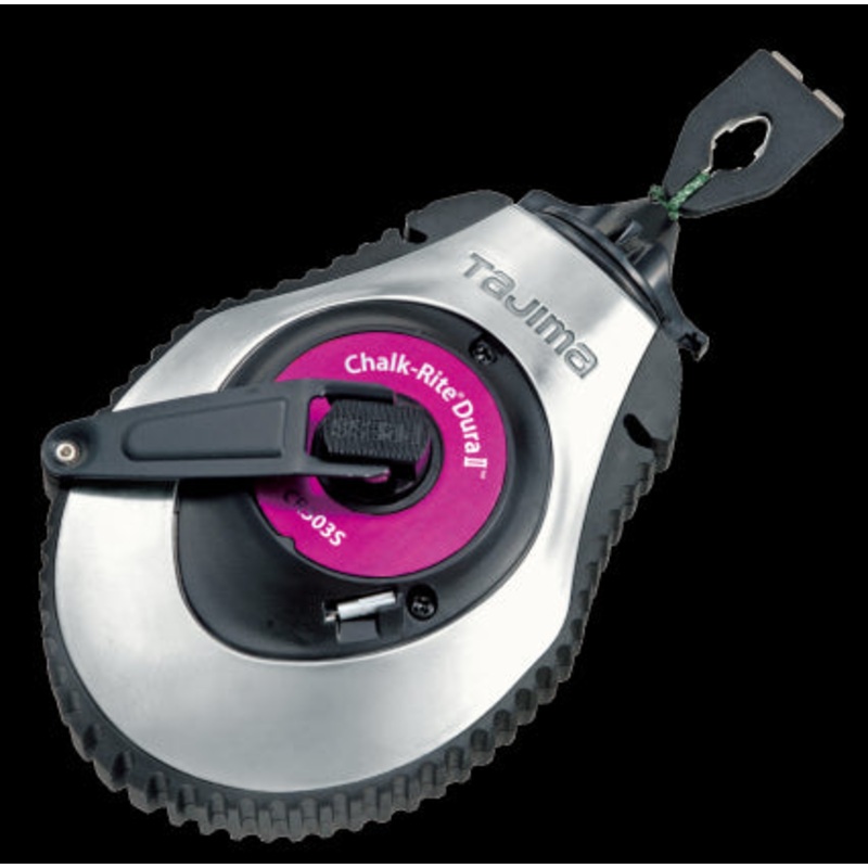 Tajima Chalk-Rite Dura II CR503S Chalk Line Reel, 100 ft L Line, Braided Line, Fast Rewind, Aluminum Housing